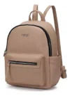 mochila de cuero pu beige trendy