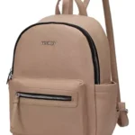 mochila de cuero pu beige trendy