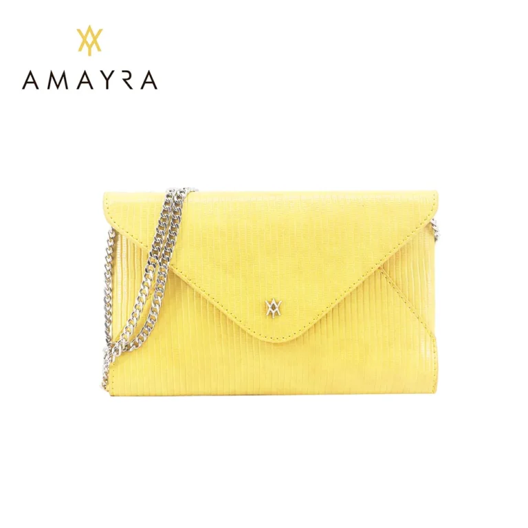 Cartera sobre con cadena Amayra beige amarilla