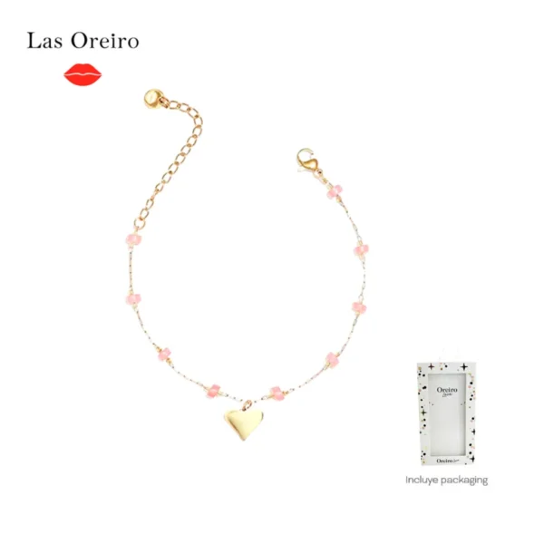 Pulsera corazón con piedras rosadas